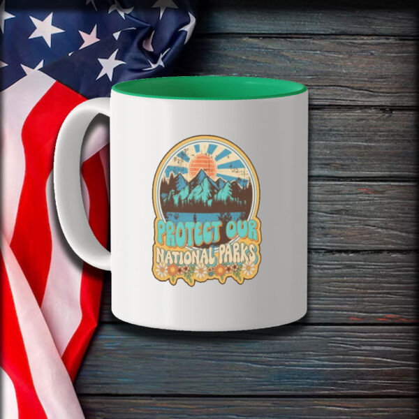 Protect our national parks retro climate call to action groovy hippie Essential Mug