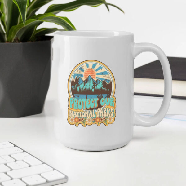 Protect our national parks retro climate call to action groovy hippie Essential Mug