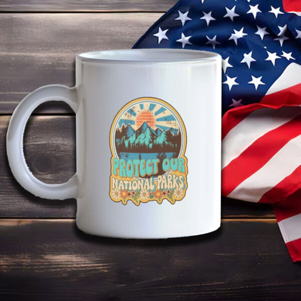 Protect our national parks retro climate call to action groovy hippie Essential Mug