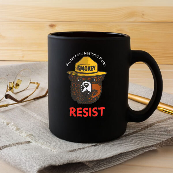 Retro Protect Our National Parks Smokey Resist Anti Trump Mug